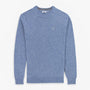 Pull col rond en maille jersey de laine bleu glacier
