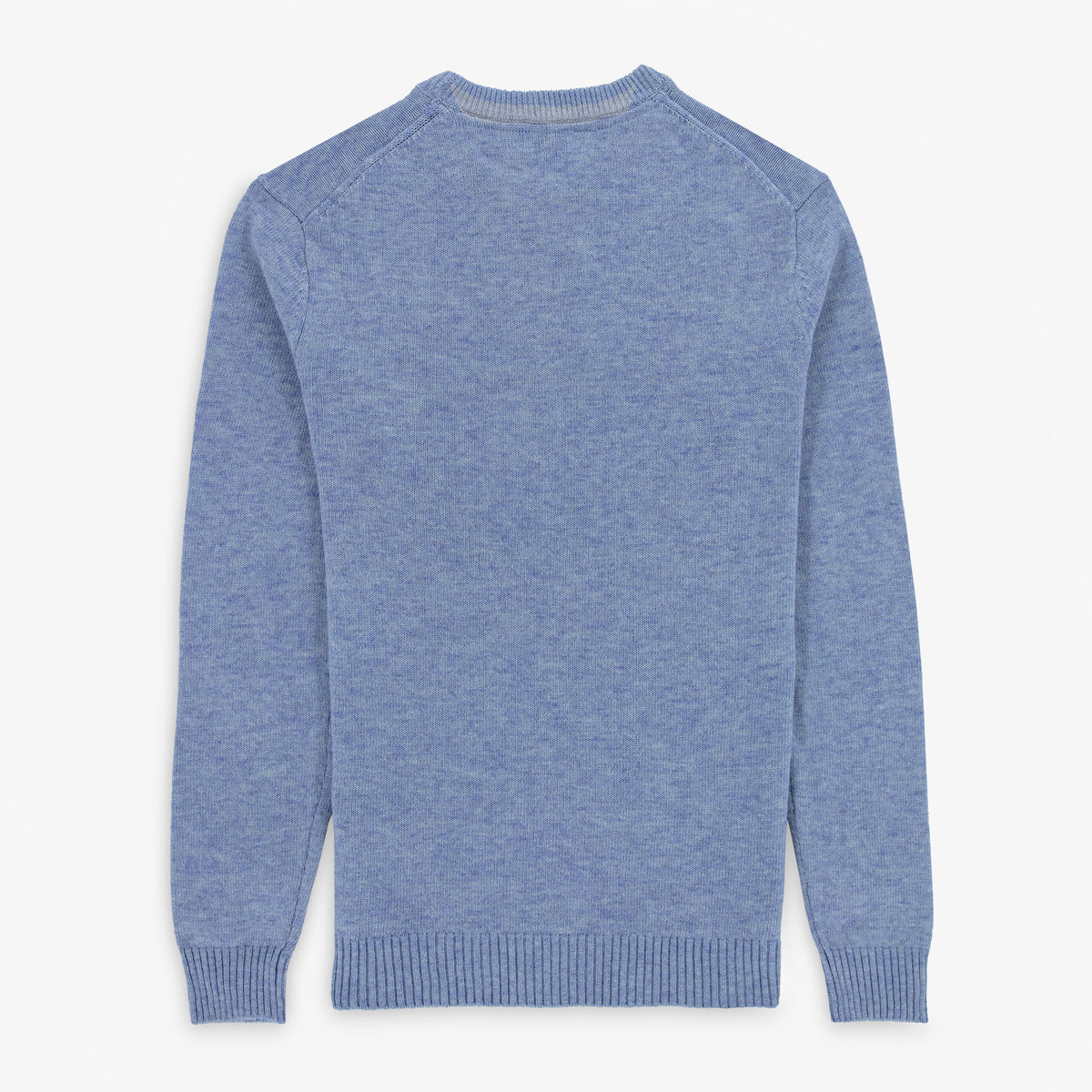 Pull col rond en maille jersey de laine bleu glacier