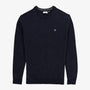 Pull col rond en maille jersey de laine bleu marine
