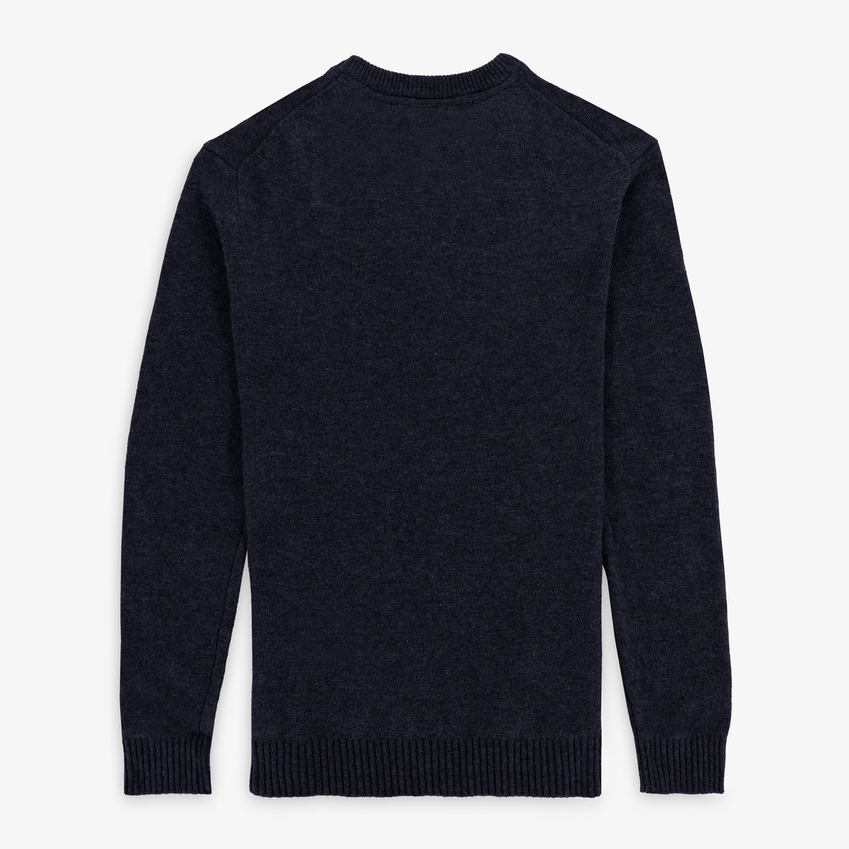 Pull col rond en maille jersey de laine bleu marine