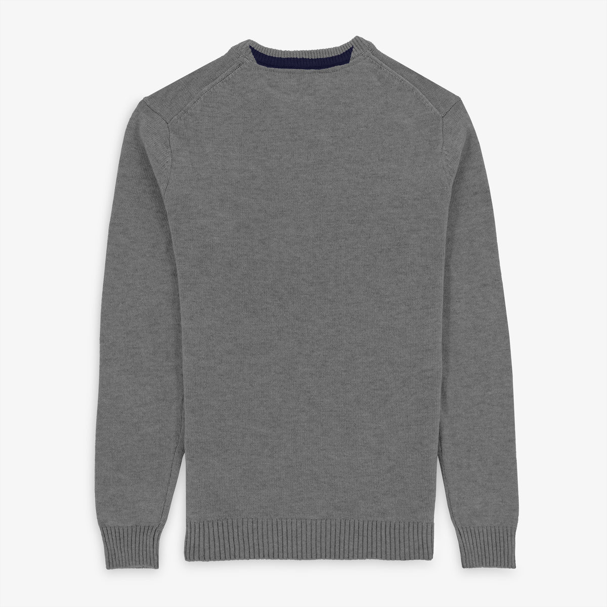 Pull col rond en maille jersey de laine gris acier