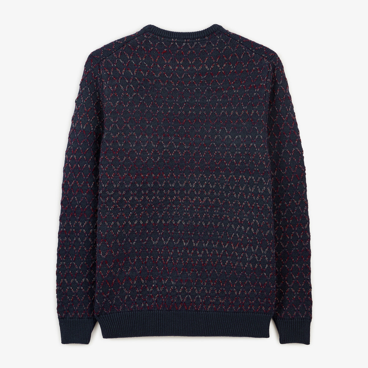 Pull Marat jacquard laine col rond bleu marine