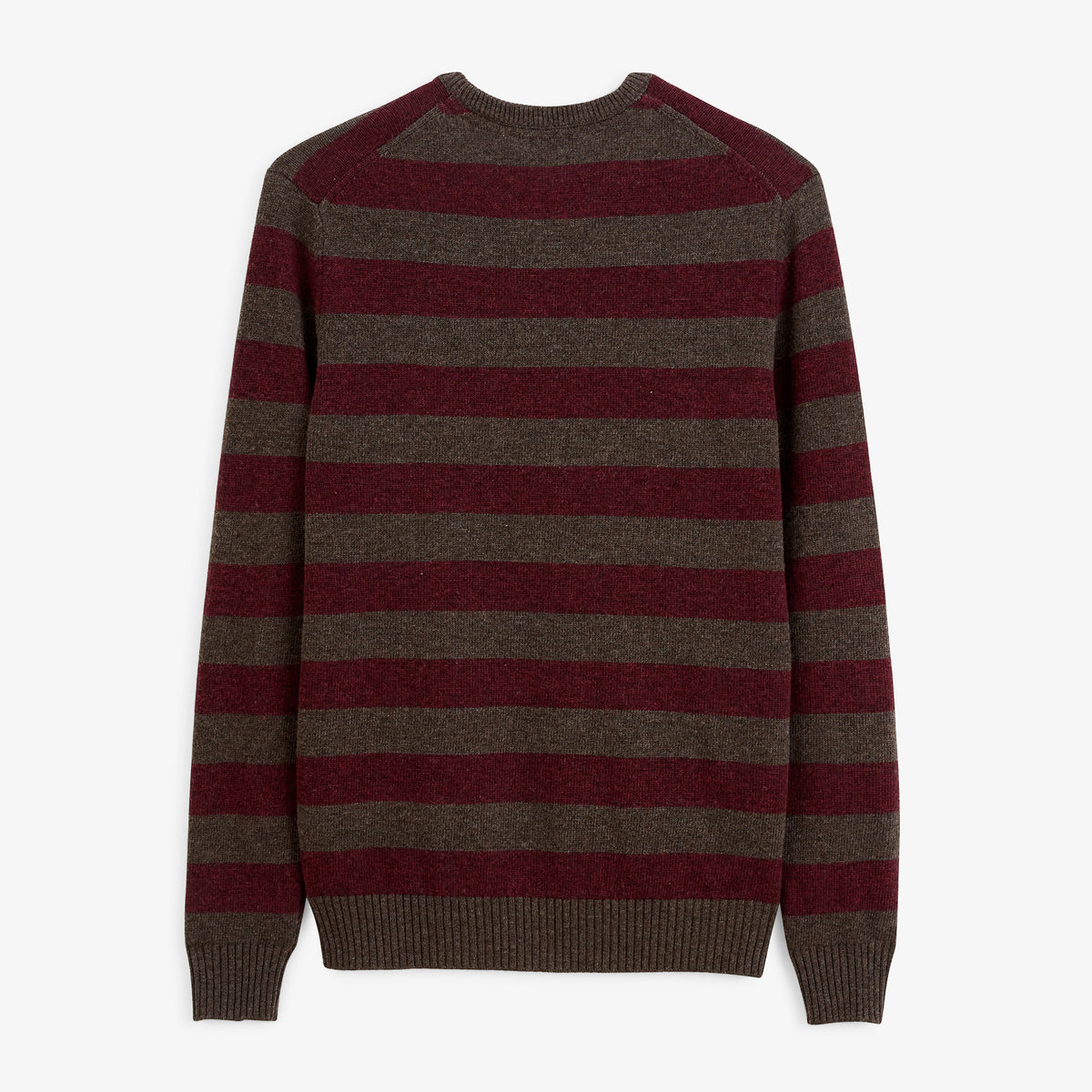 Pull Mirzan rayé laine col rond marron brownie