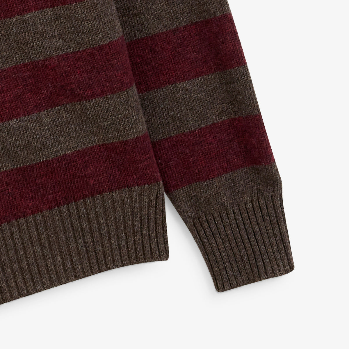 Pull Mirzan rayé laine col rond marron brownie