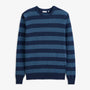 Pull Mirzan rayé laine col rond bleu marine