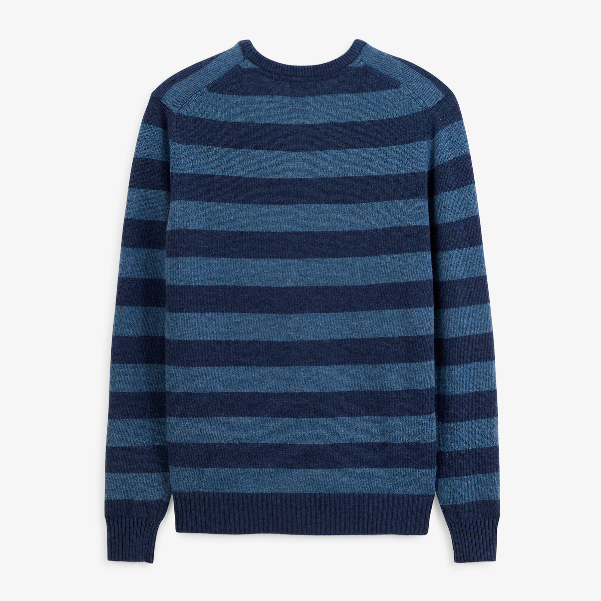 Pull Mirzan rayé laine col rond bleu marine