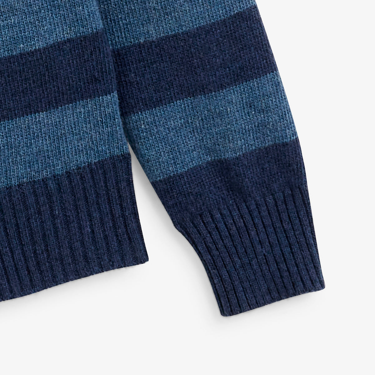 Pull Mirzan rayé laine col rond bleu marine