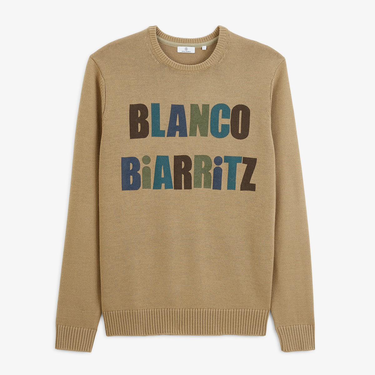 Pull Mohan jacquard BLANCO BIARRITZ col rond beige