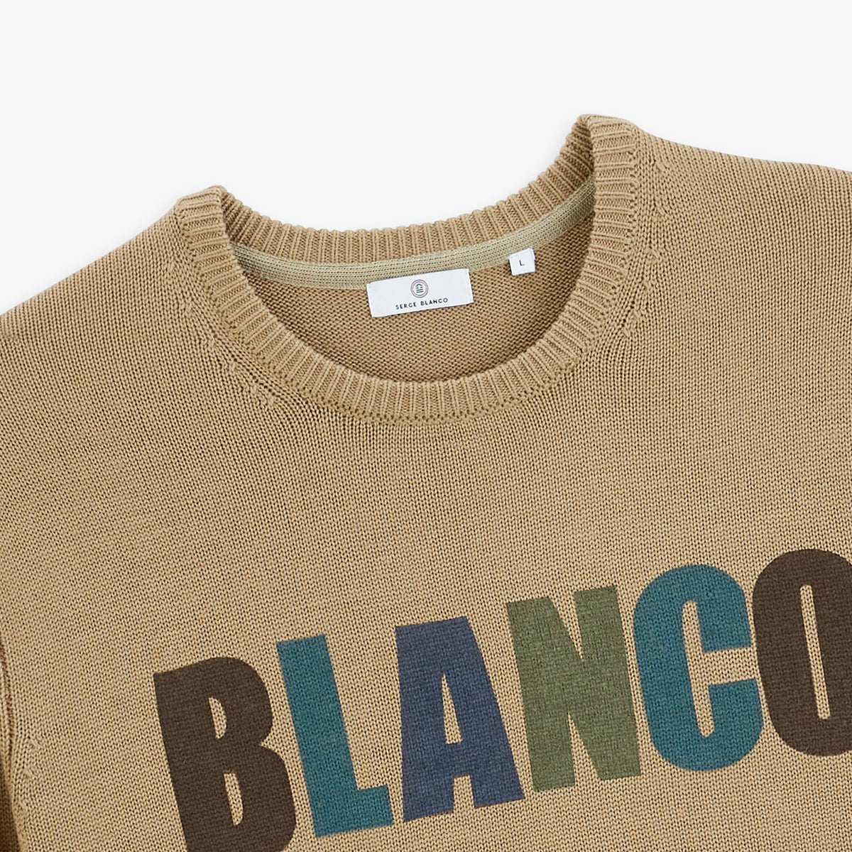 Pull Mohan jacquard BLANCO BIARRITZ col rond beige