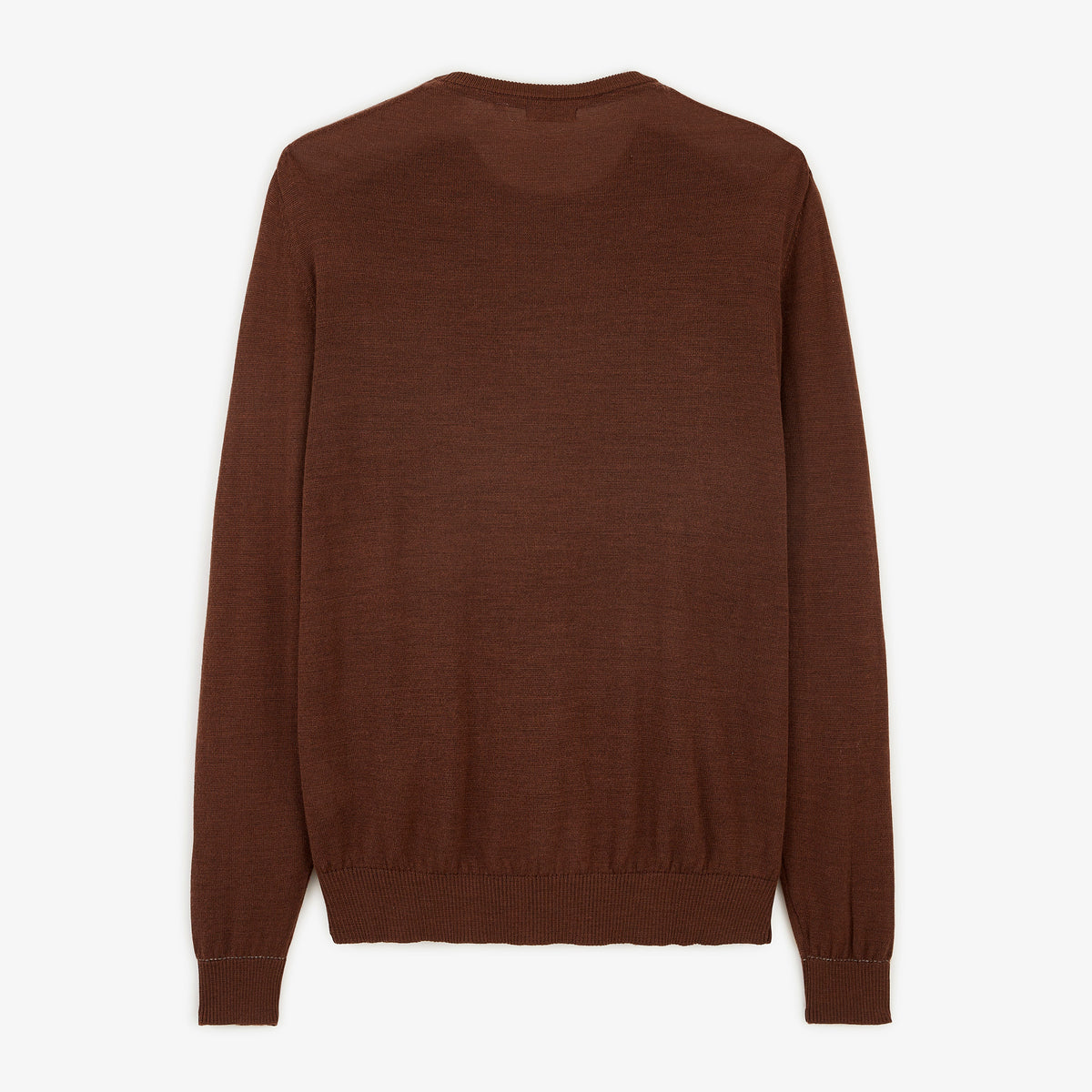 Pull Mao essentiel col rond marron brownie