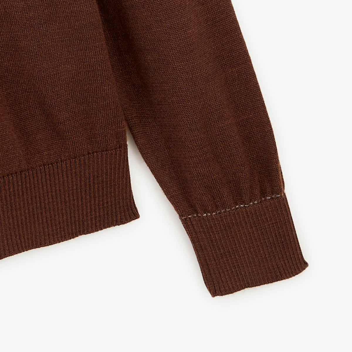 Pull Mao essentiel col rond marron brownie