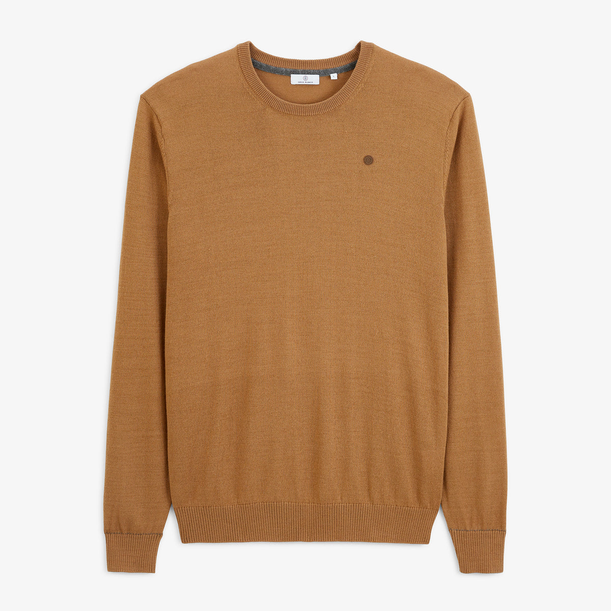 Pull Mao essentiel col rond marron noyer
