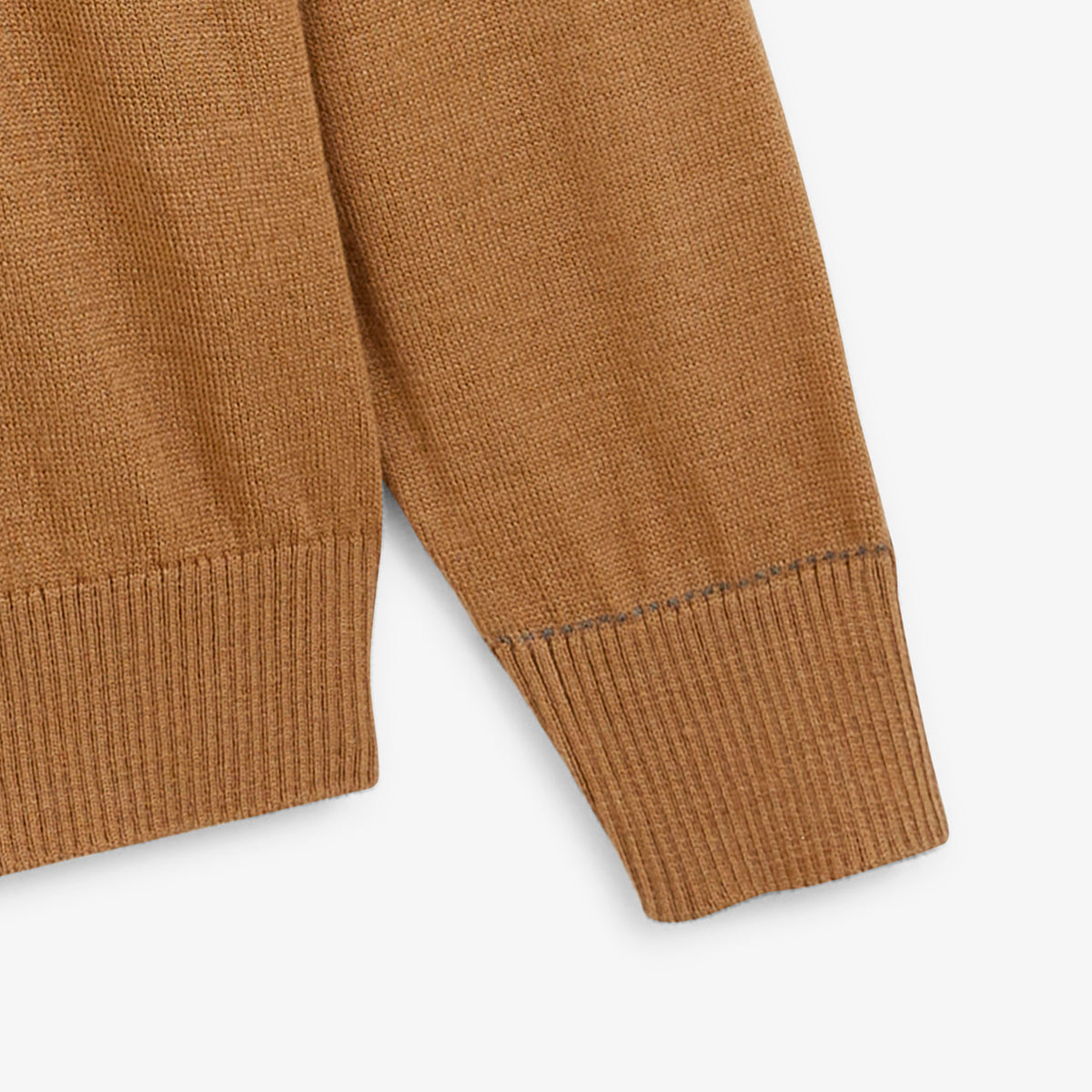 Pull Mao essentiel col rond marron noyer