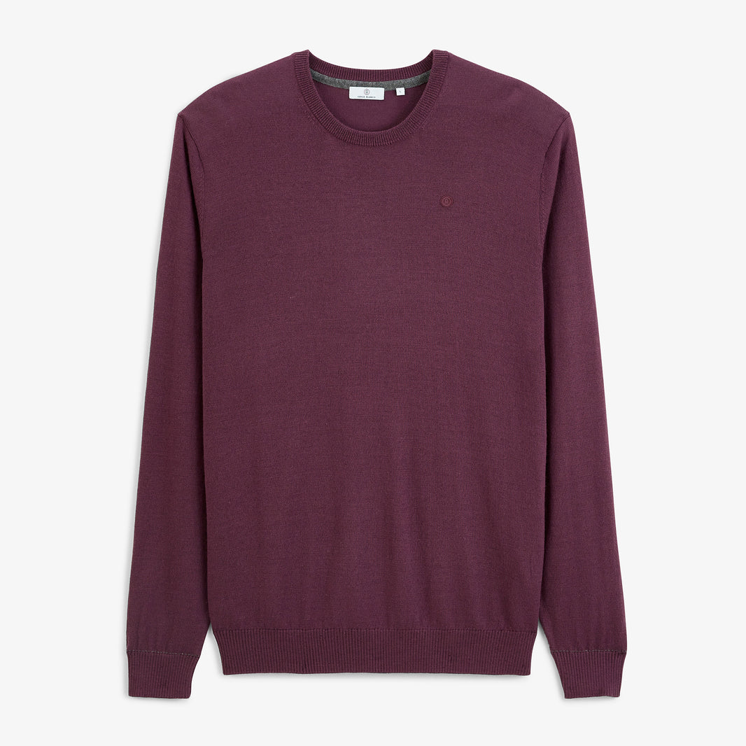 Pull Mao essentiel col rond rouge vigne