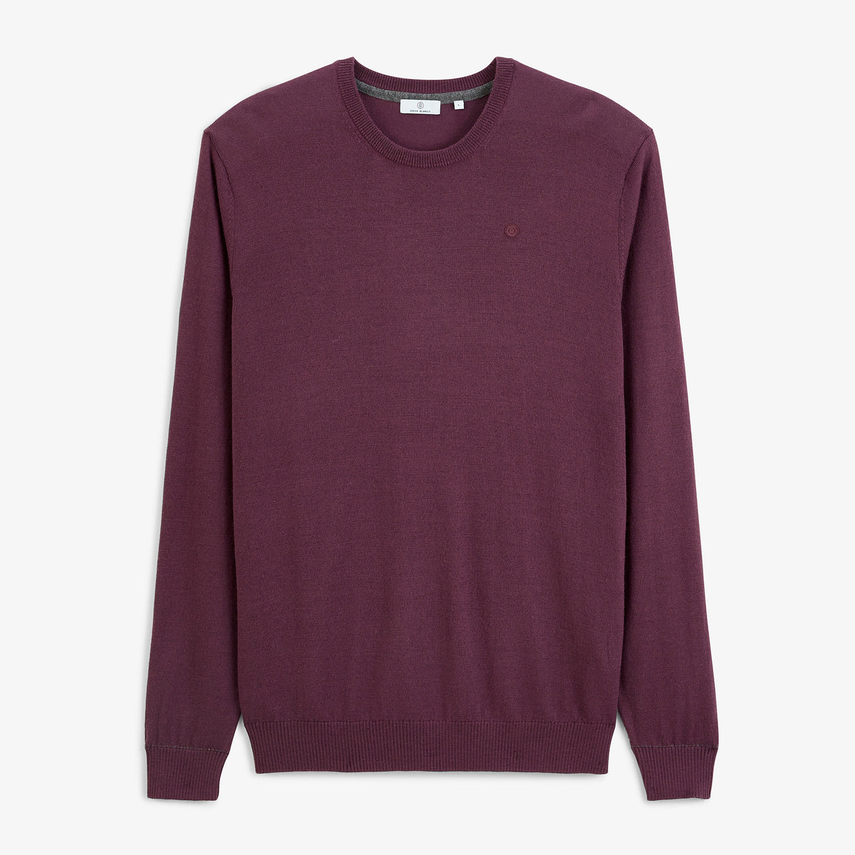 Pull Mao essentiel col rond rouge vigne