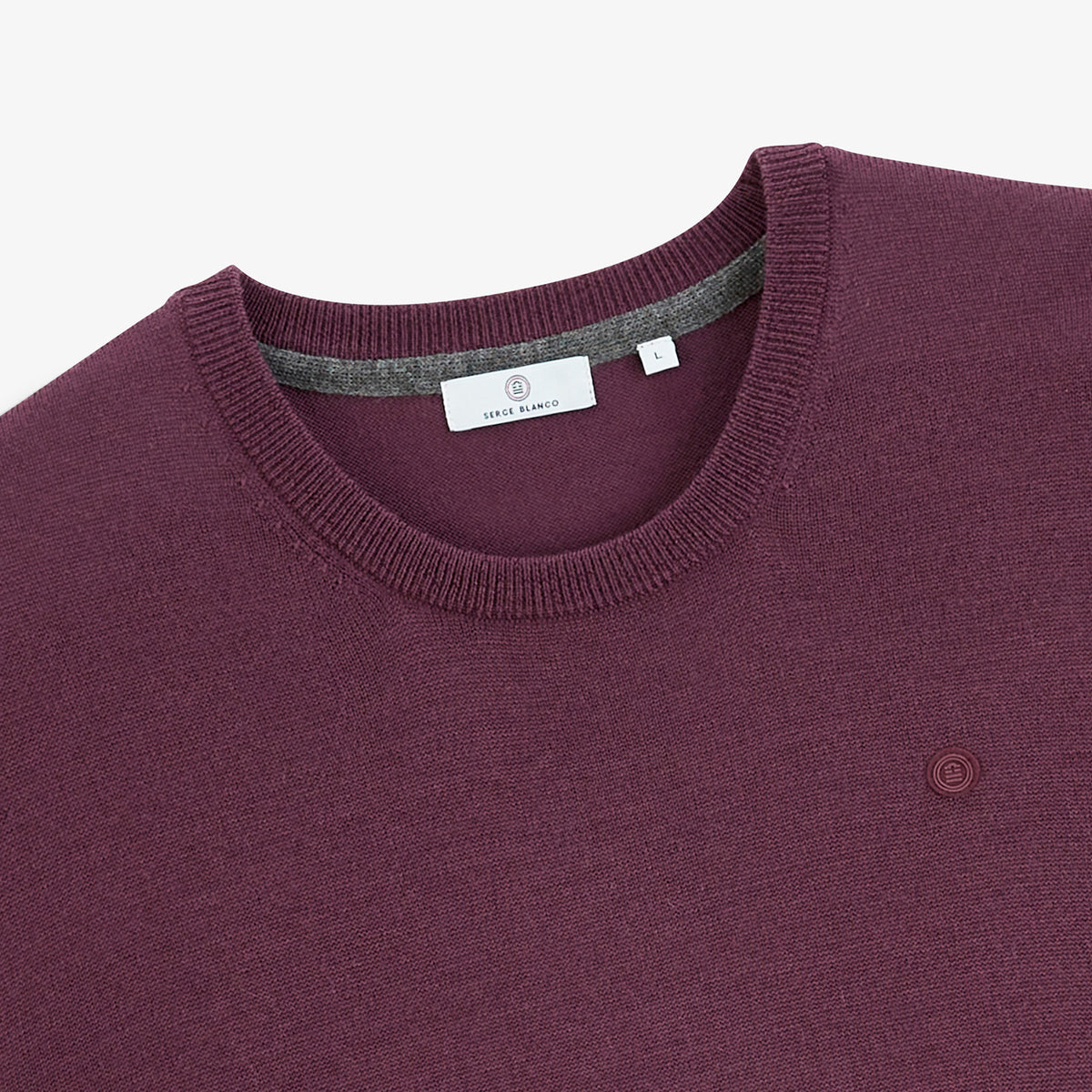 Pull Mao essentiel col rond rouge vigne