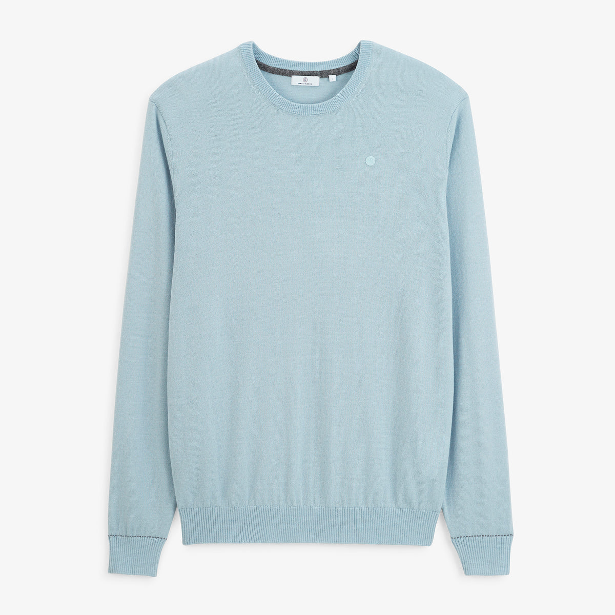 Pull Mao essentiel col rond bleu brise