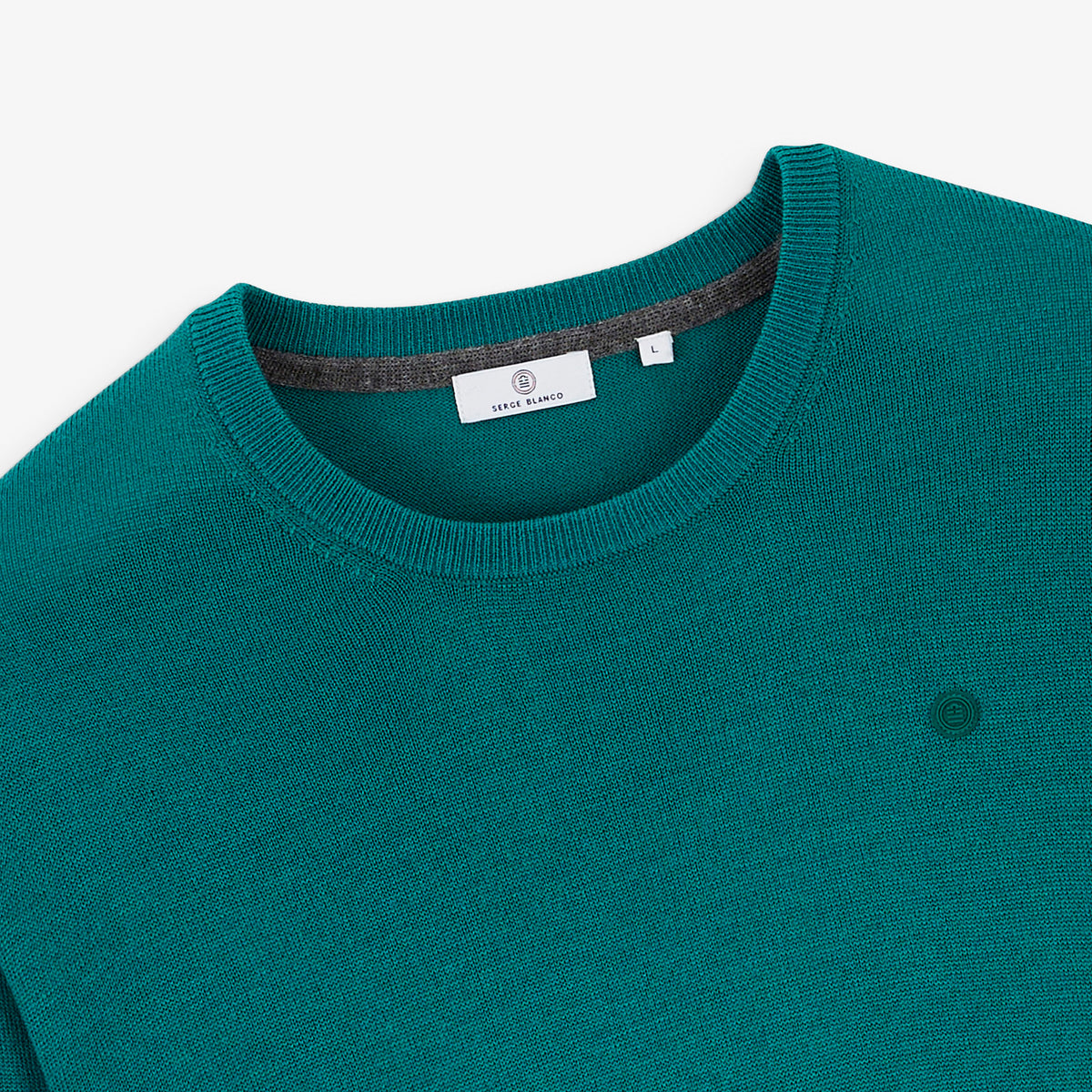 Pull Mao essentiel col rond vert pivert