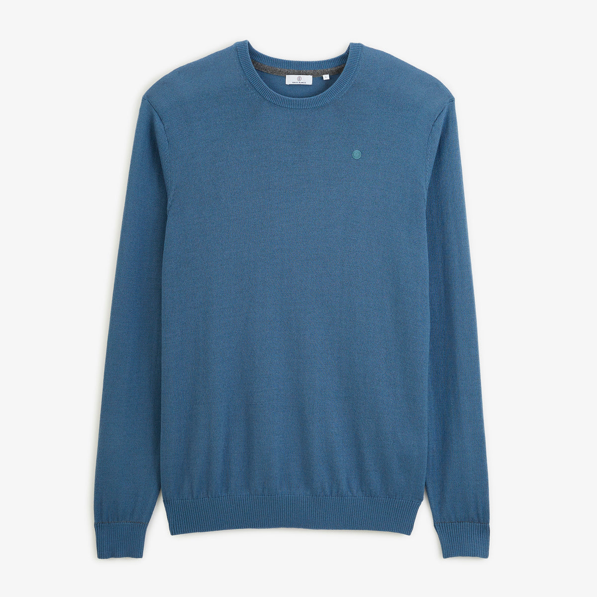 Pull Mao essentiel col rond bleu lupin