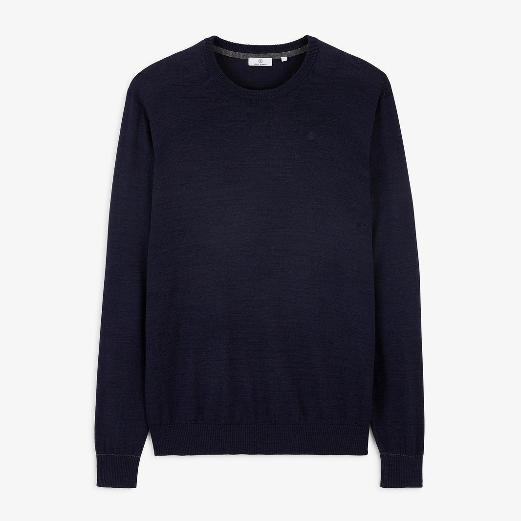 Pull Mao essentiel col rond bleu marine