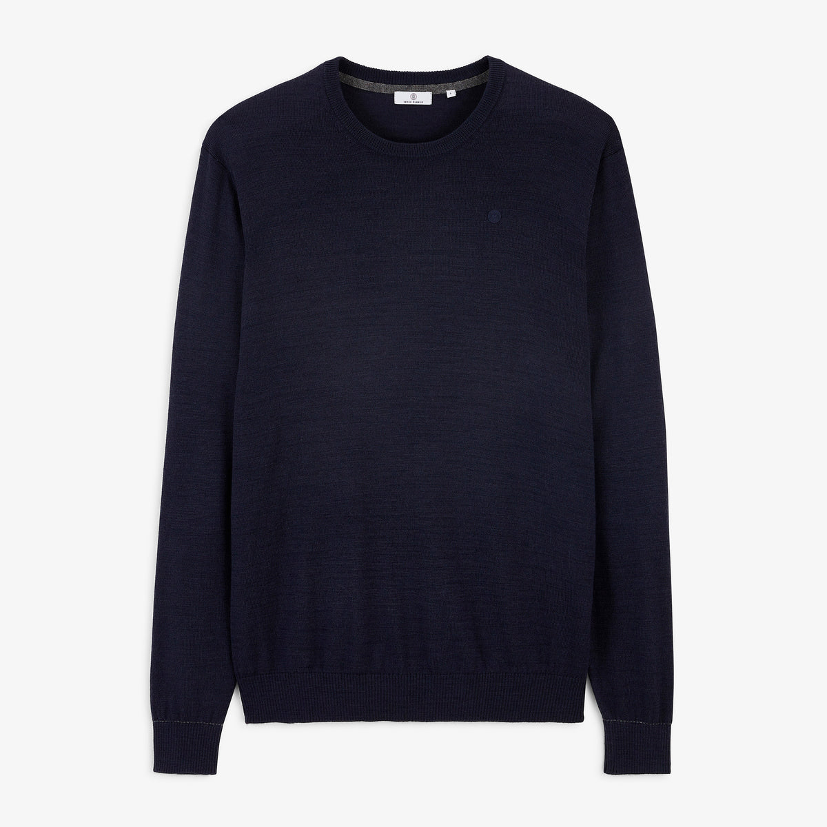 Pull Mao essentiel col rond bleu marine