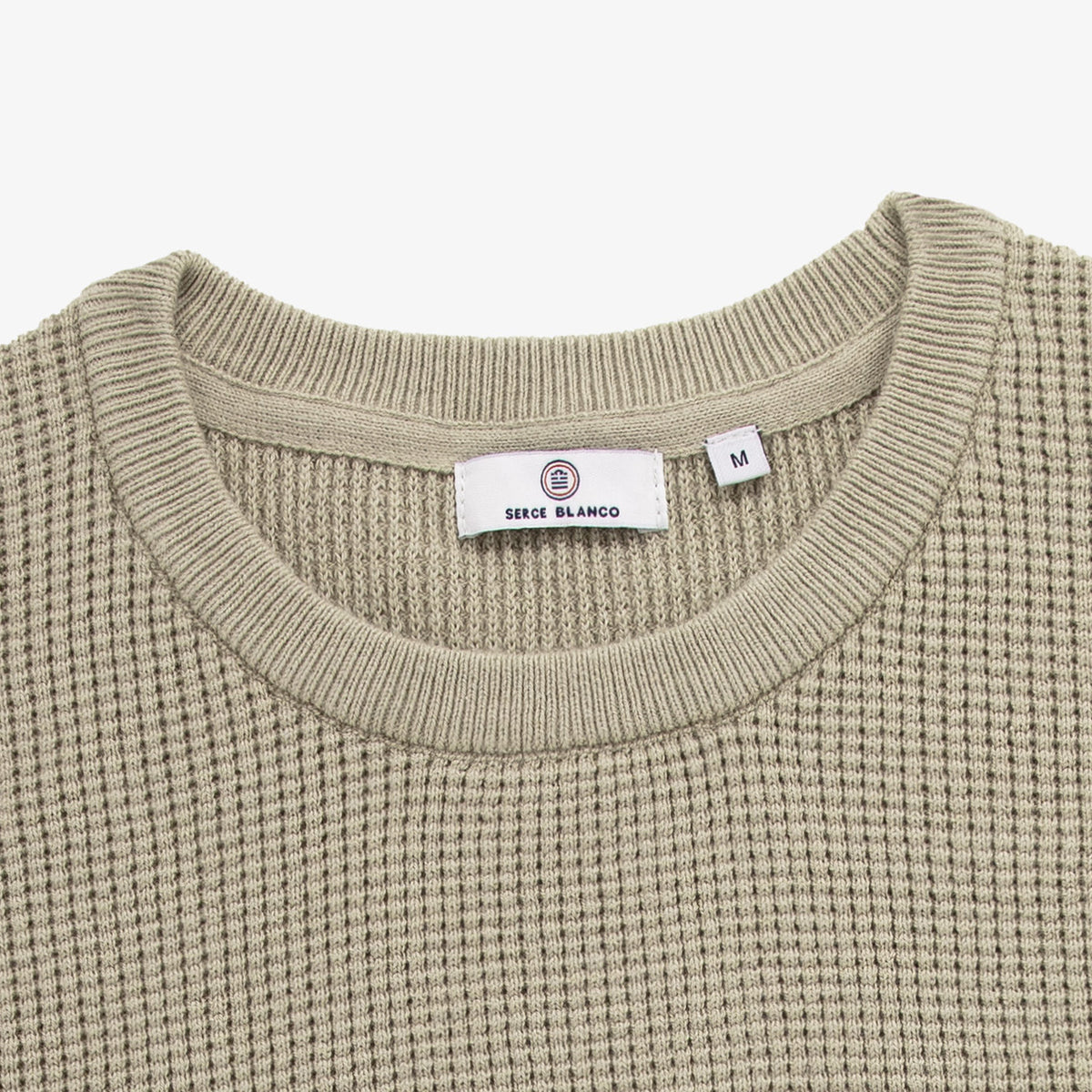 Pull col rond coton et soie beige sable Manolo RCT