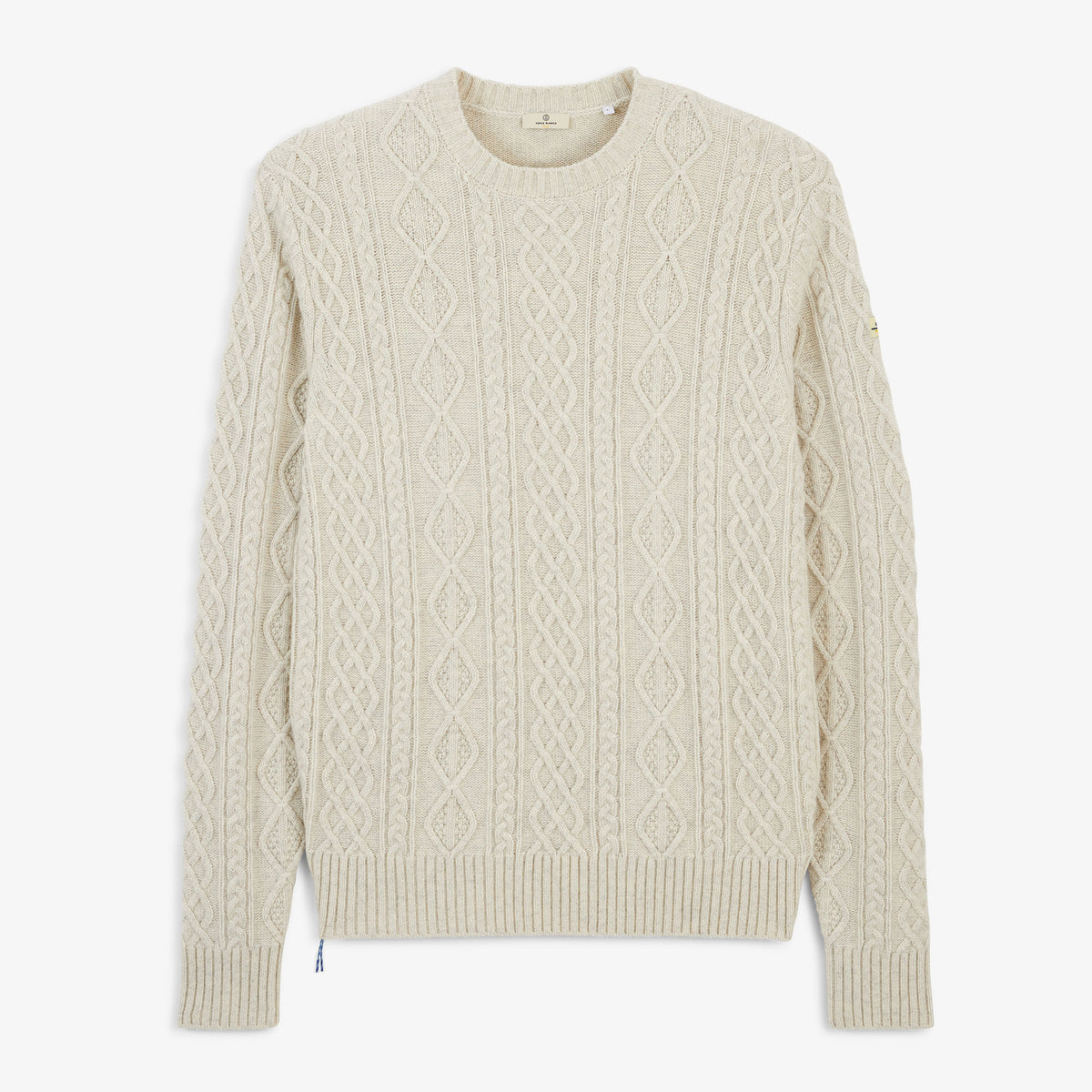 Pull Médéric torsadé laine col rond beige sable SBPLAY