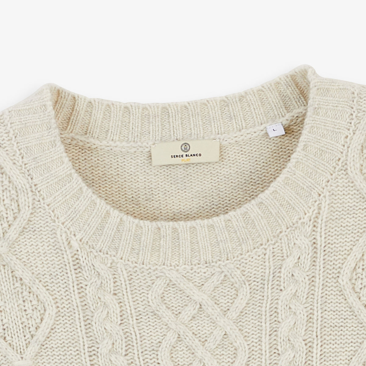 Pull Médéric torsadé laine col rond beige sable SBPLAY