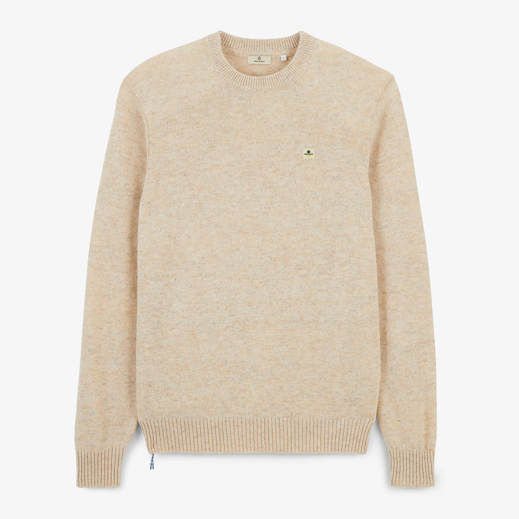 Pull Madani laine col rond blanc cassé SBPLAY