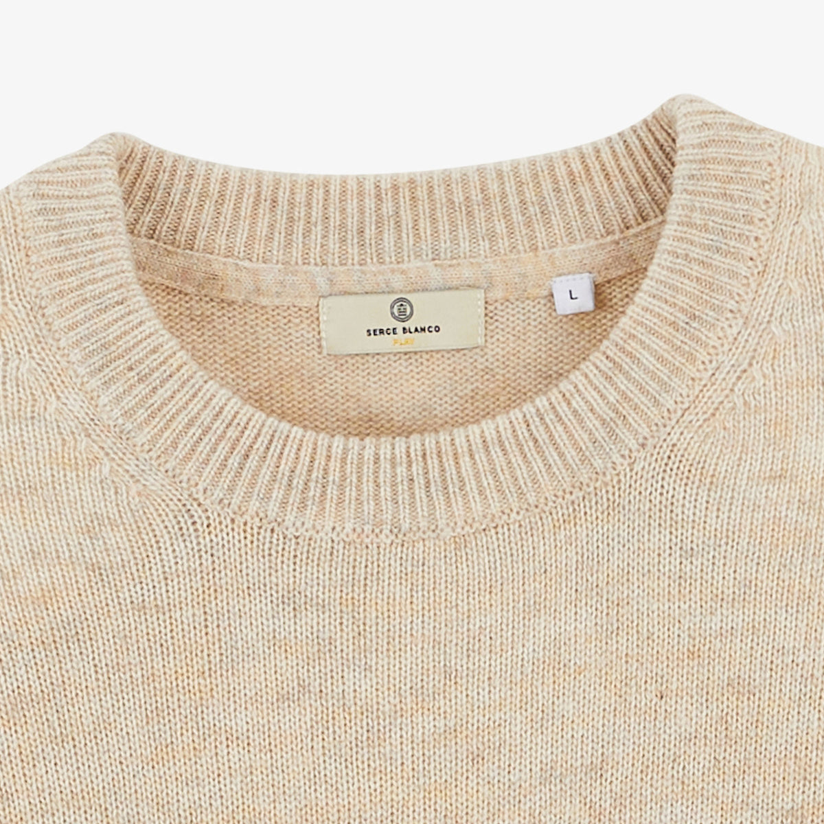 Pull Madani laine col rond blanc cassé SBPLAY
