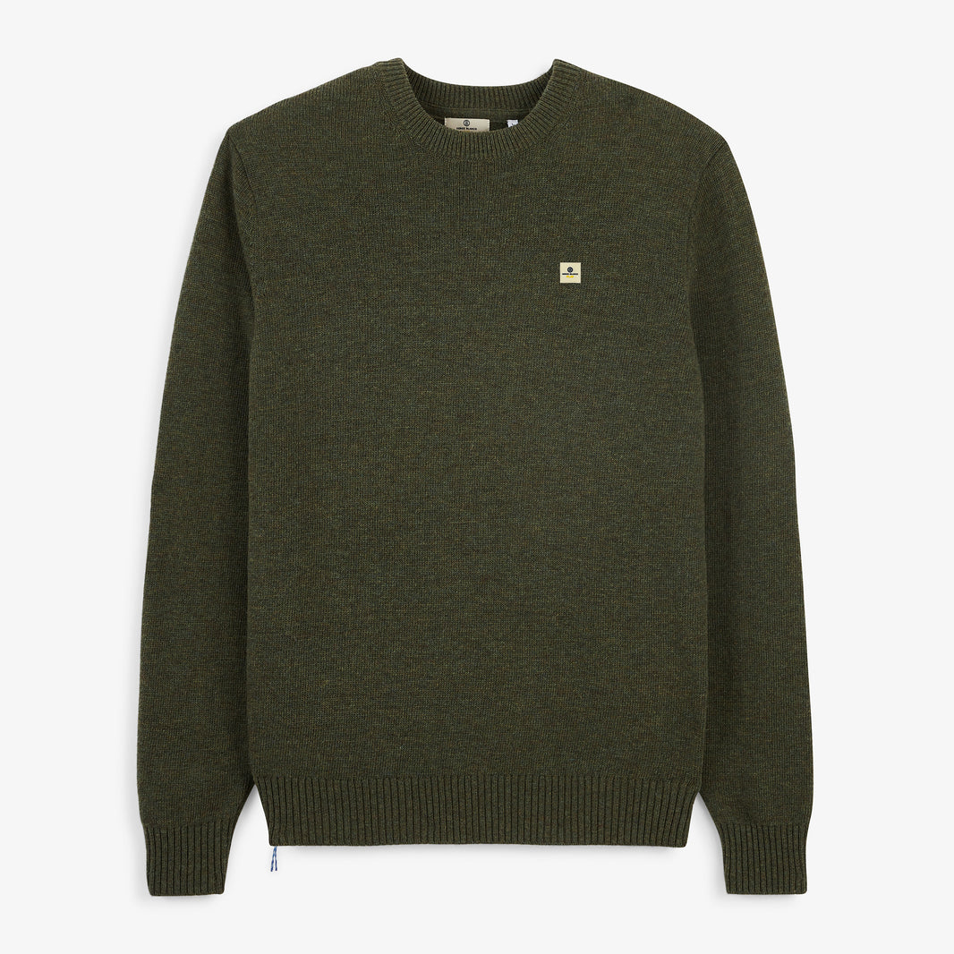Pull col rond laine lambswool vert mousse Madani SBPLAY
