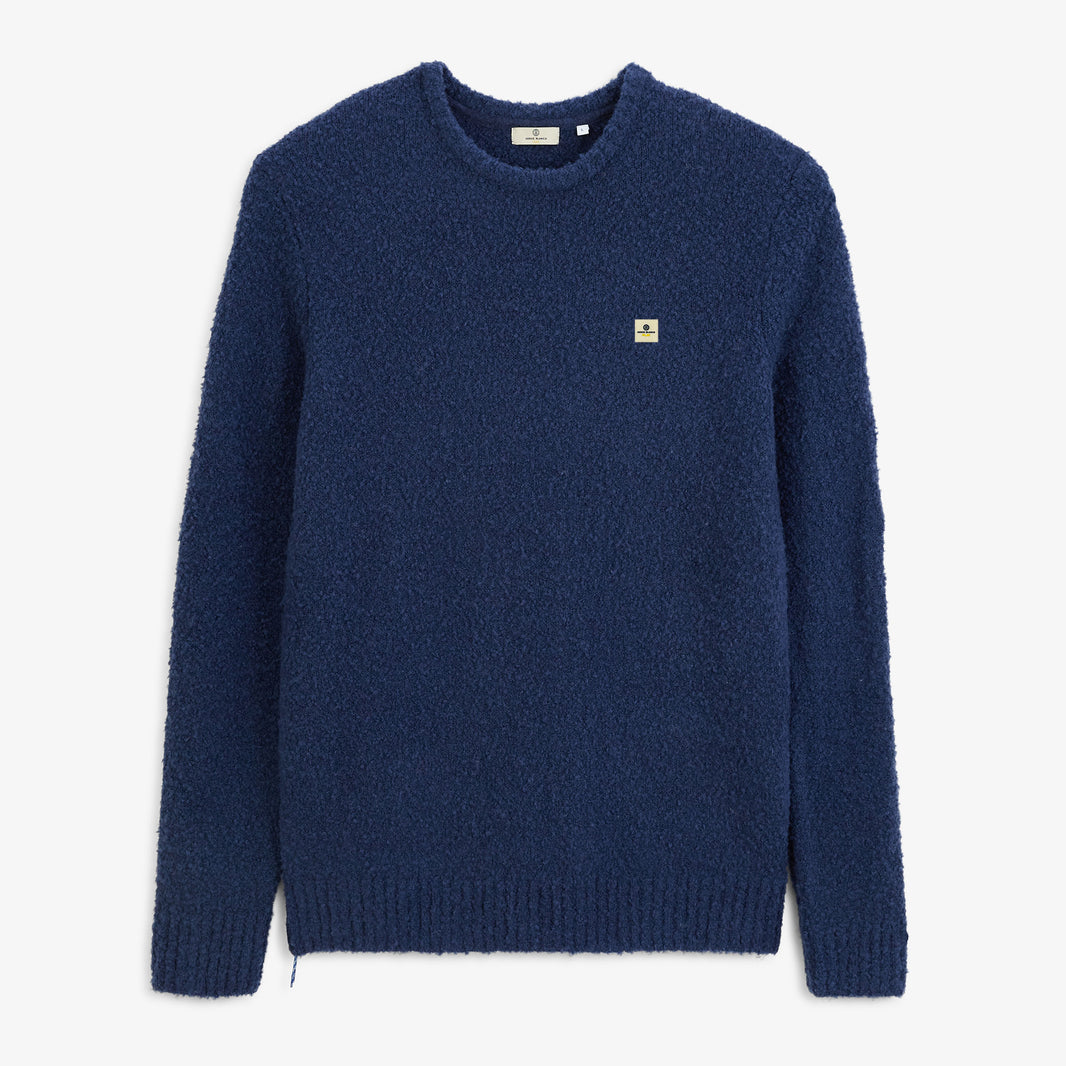 Pull Murray laine effet bouclette col rond bleu indigo SBPLAY