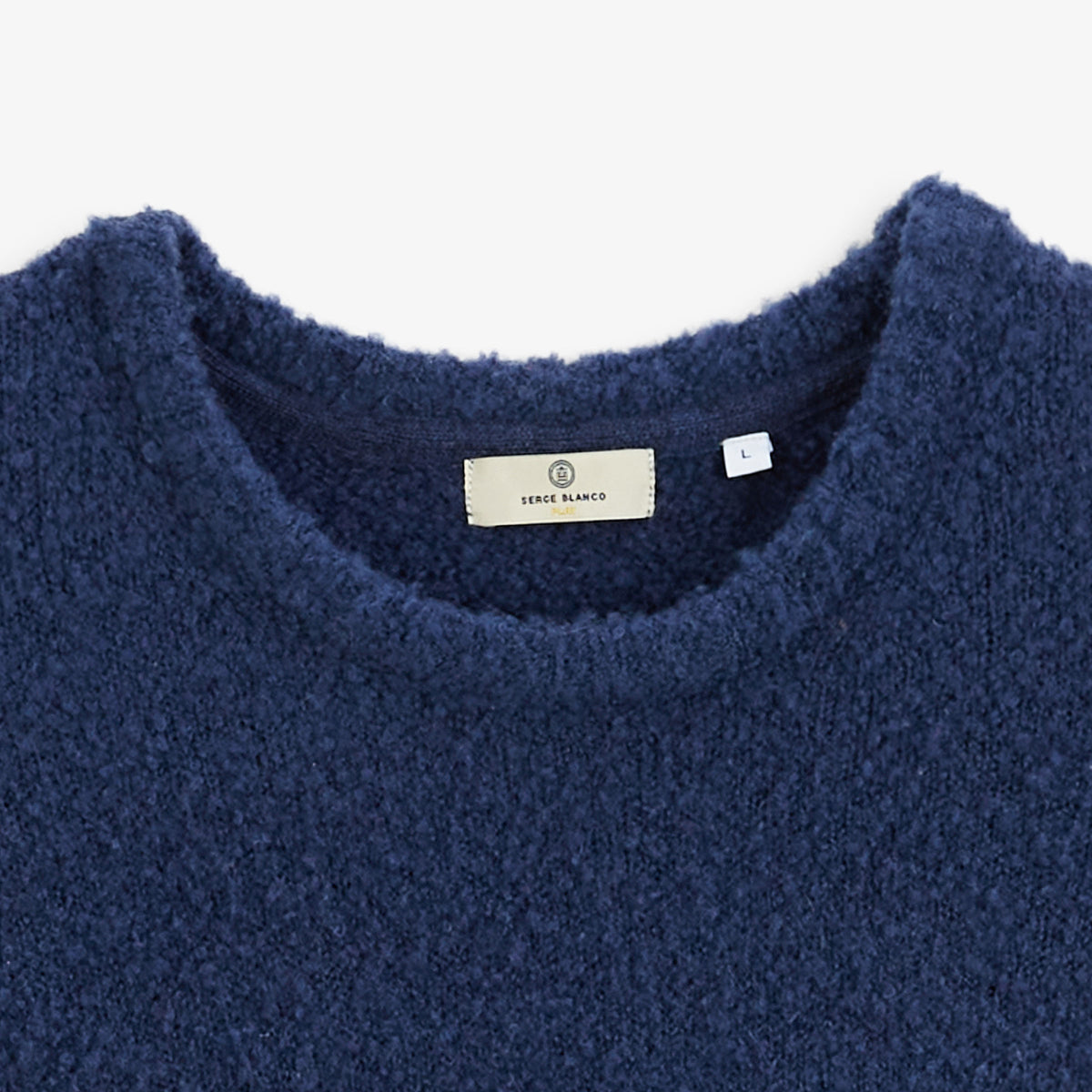 Pull Murray laine effet bouclette col rond bleu indigo SBPLAY
