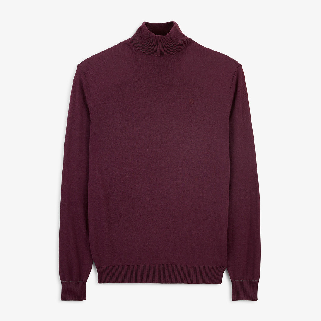Pull Massia essentiel col montant rouge vigne