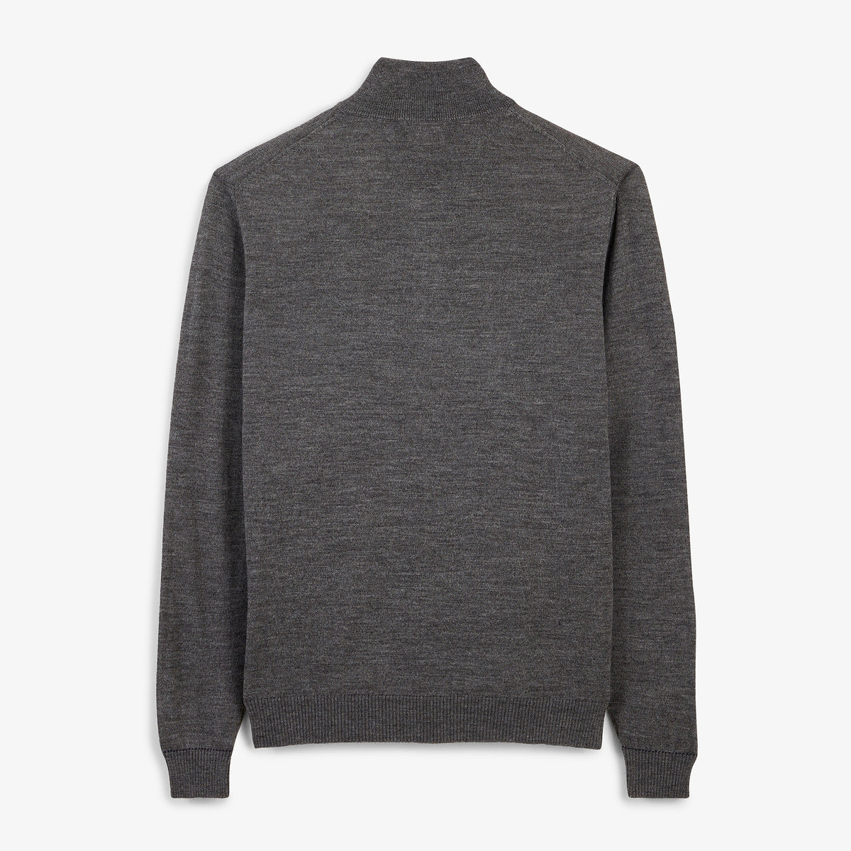Pull col zippé laine mérinos mélangée gris clair chiné Marvine