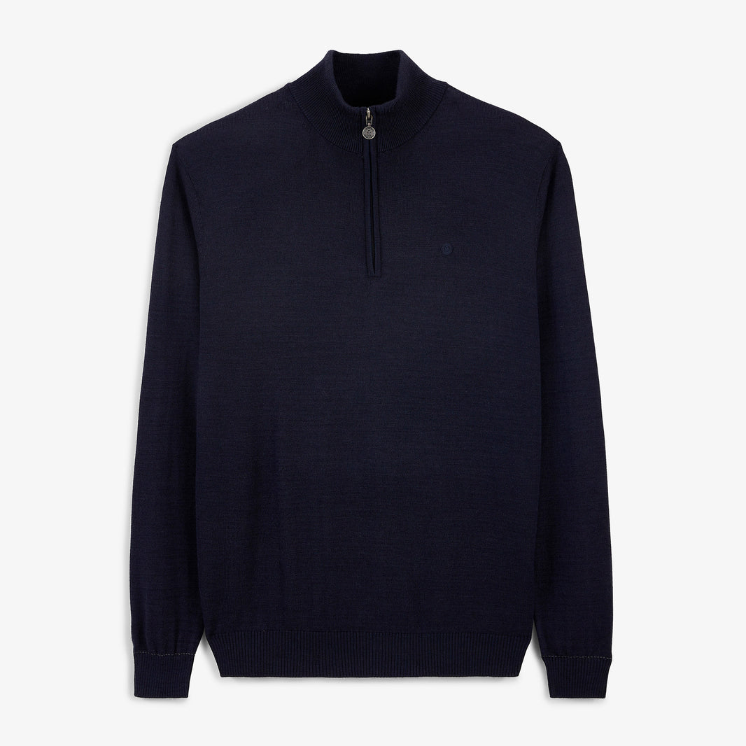 Pull Marvine essentiel col zippé bleu marine