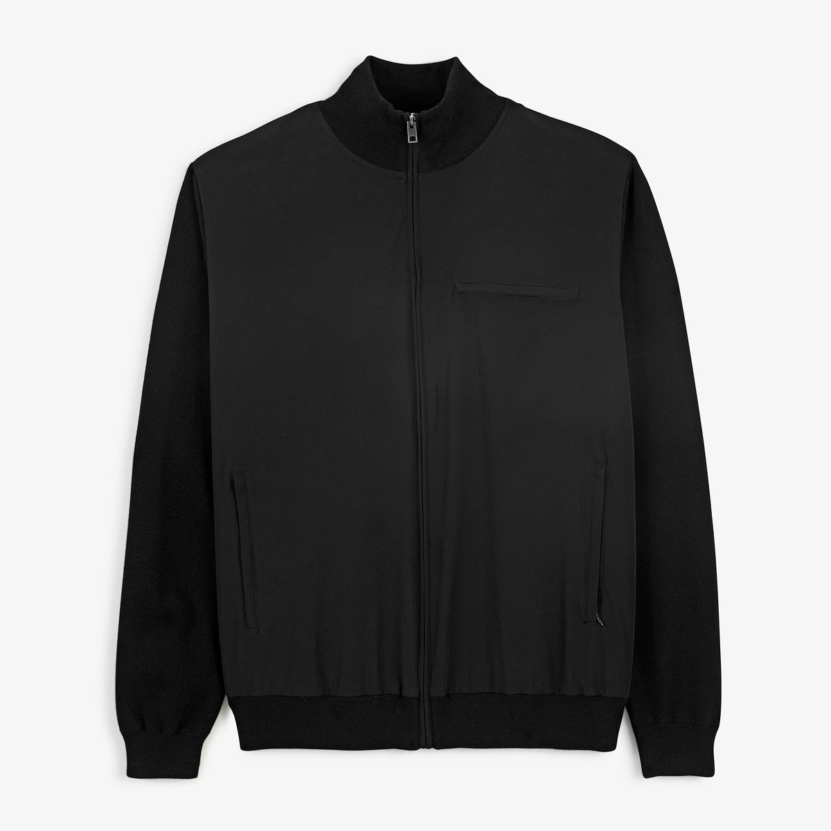 Gilet Melton zippé bi-matière noir