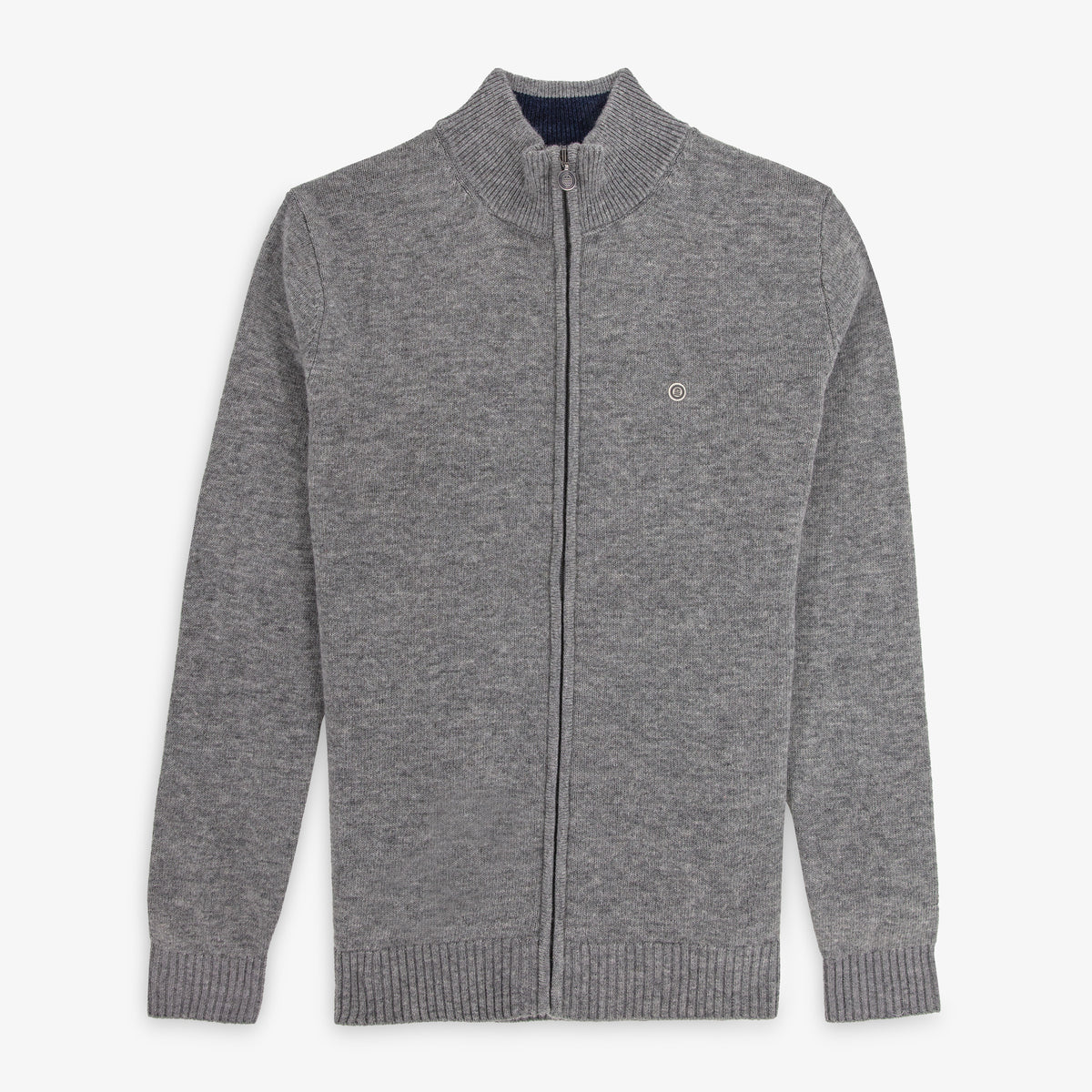 Gilet zippé en laine mélangée col montant gris acier MIKE