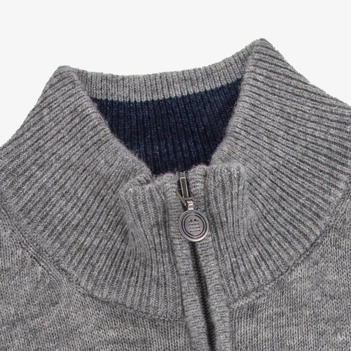 Gilet zippé en laine mélangée col montant gris acier MIKE