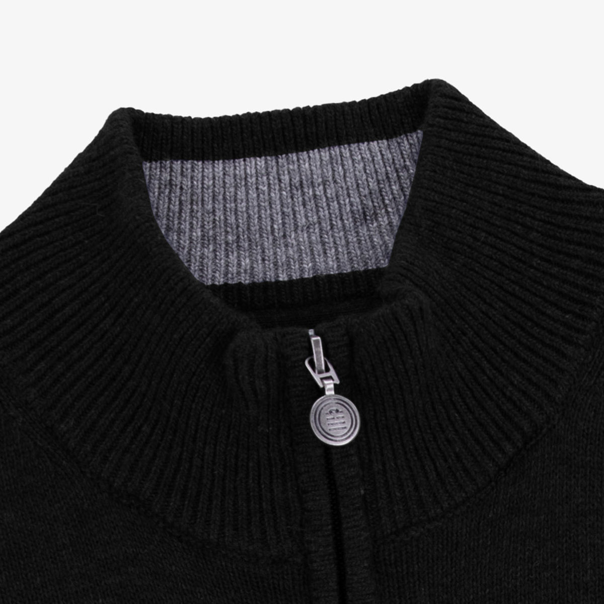 Gilet zippé en laine mélangée col montant noir MIKE