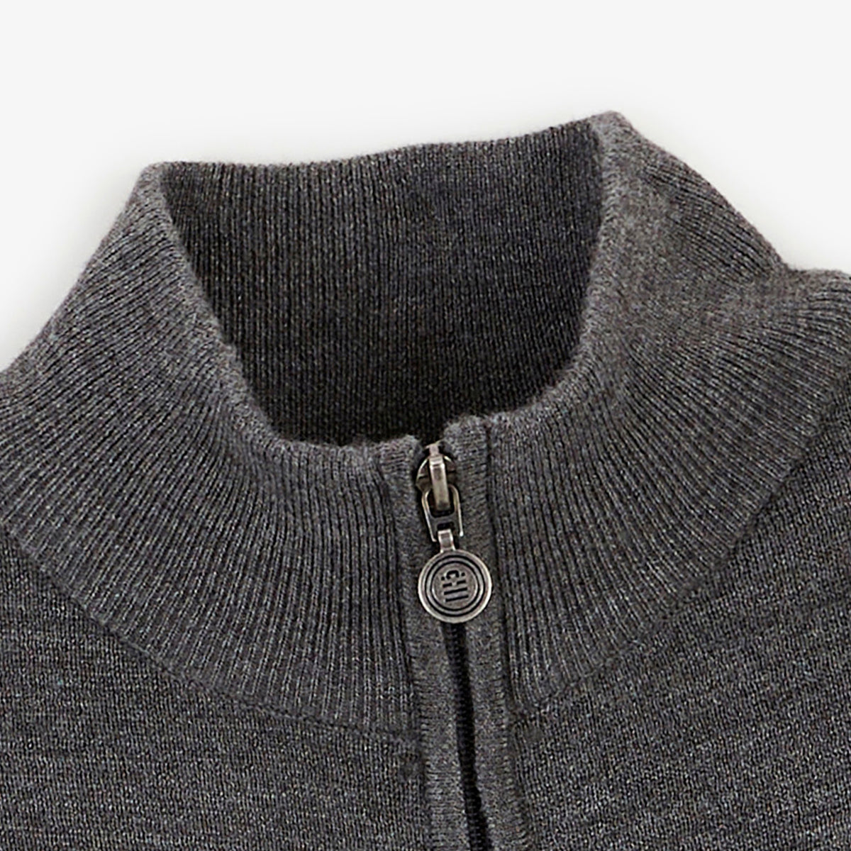 Gilet laine mérinos full zip gris clair chiné Malone