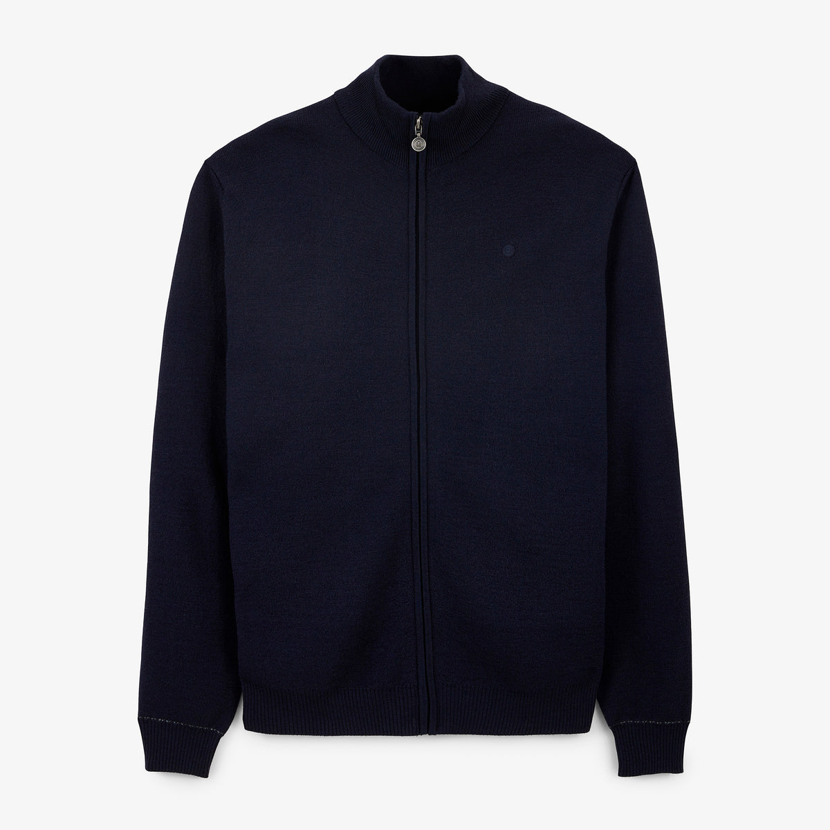 Gilet zippé Malone en maille laine bleu marine