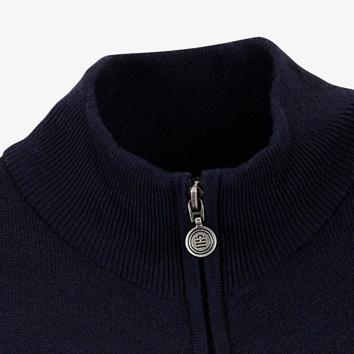Gilet zippé Malone en maille laine bleu marine