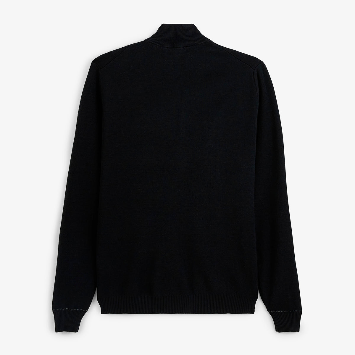 Gilet laine mérinos full zip noir Malone