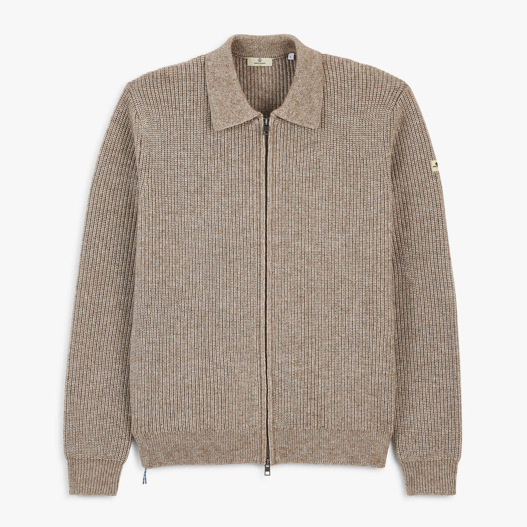 Gilet zippé jacquard beige chiné Mayron SBPLAY
