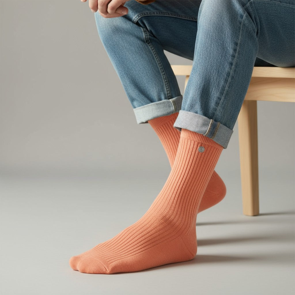 Pack 3 paires de chaussettes longues unies orange corail SERGE BLANCO