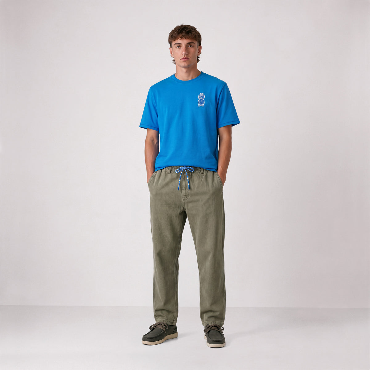 Pantalon 549 en coton twill texturé à taille élastiquée vert militaire SBPLAY