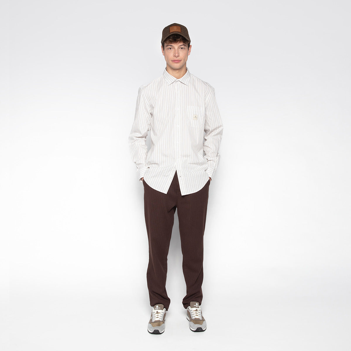 Pantalon 549 regular confort élastiqué marron homme SERGE BLANCO