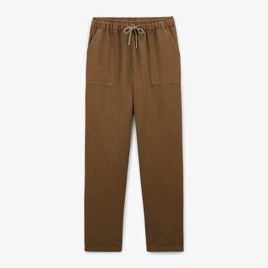 Pantalon 550 en coton coupe large elastique marron shitake homme SERGE BLANCO