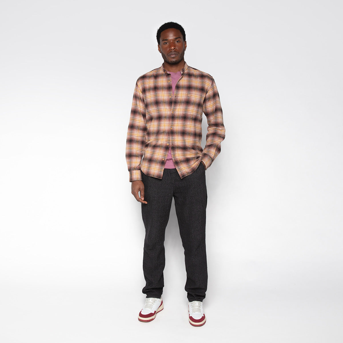 Pantalon 556 coupe large taille semi-élastiquée gris chiné en coton homme SERGE BLANCO